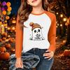 Kids Halloween Print Long Sleeve T-Shirt Casual Round Neck Top for Party and Daily Wear