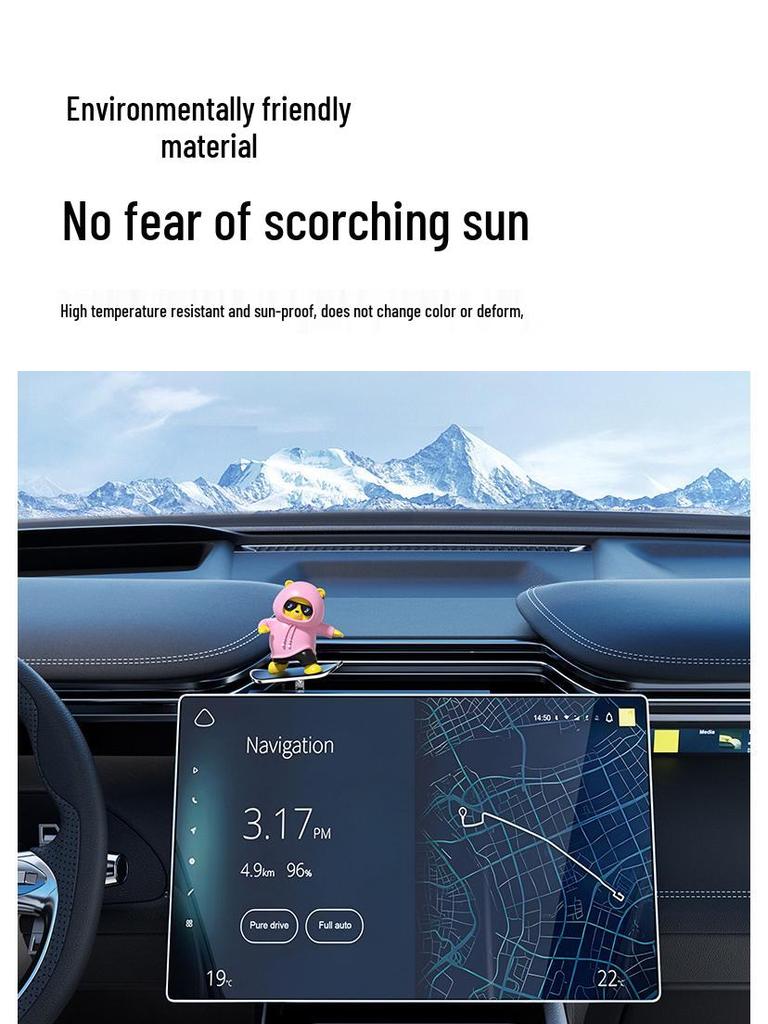 Hot-Selling Car Skateboard Bear Ornament – Creative DIY Wiggle Bear Cartoon Decoration