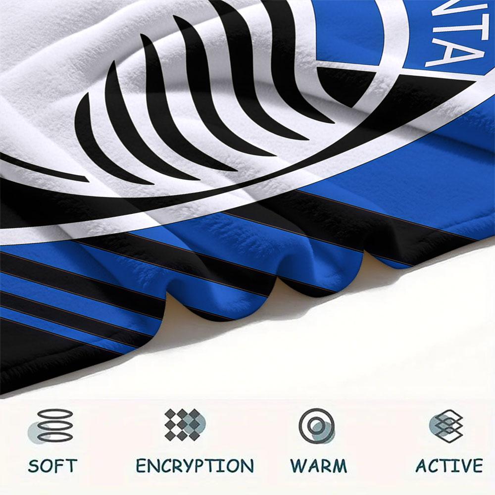 Coperta in Flanella Stampata Logo Atalanta BC, morbida coperta per camera da letto divano, lavabile, merchandising tifoso di calcio, ottimo regalo.