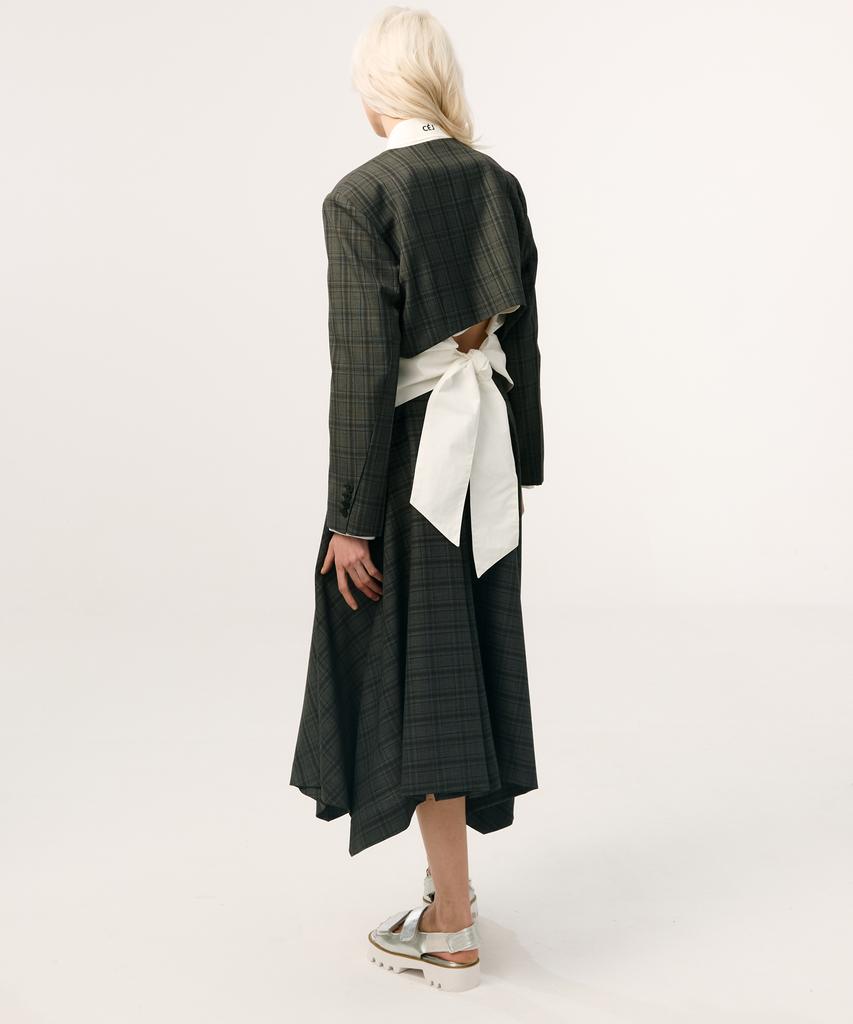 CEJ Check Lace Banding Skirt_Gray