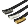 Portable Steel Brass Nylon Cleaning Polishing Mini Wire Brush Set (3Pcs) for Cleaning and Polishing Metal Rust