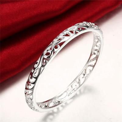 Silver Plated Closed Hollow Flower Bracelet Trend Ladies Silver Jewelry Bracelet Accessories