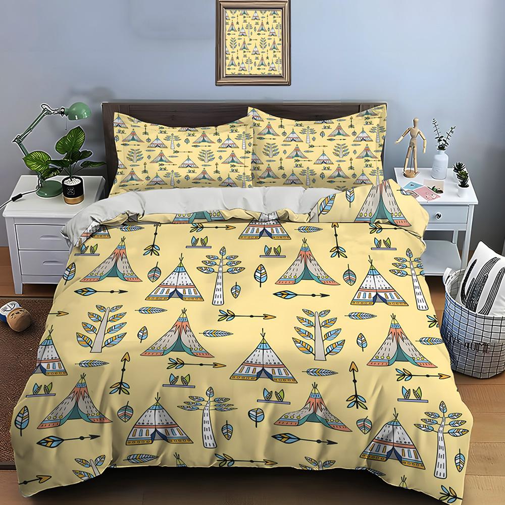 Teepee Pattern Background Print Soft Comfortable Duvet Cover Bedding Set Included 1*Duvet Cover  2*Pillowcases