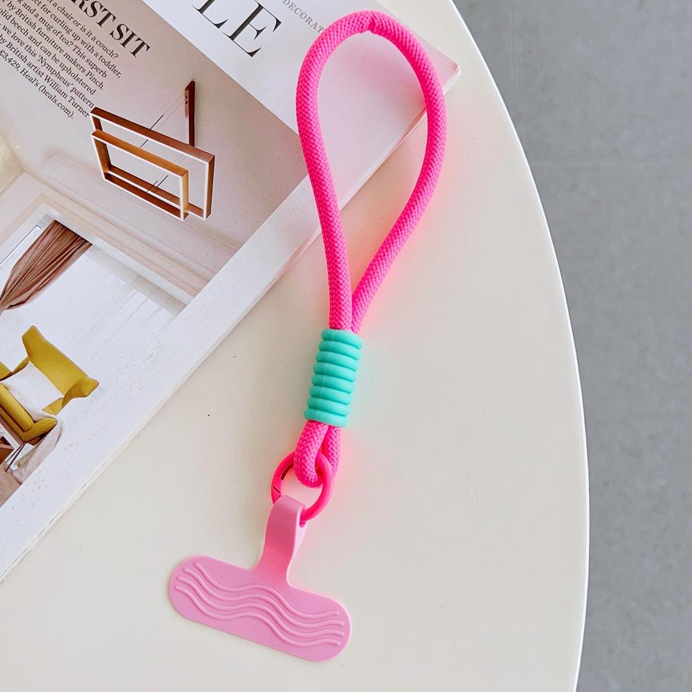 Universal Braided Short Mobile Phone Lanyard Strap Hanging Chain Ring Silicone Cord with Patch Wrist Strap Cell Phone Detachable