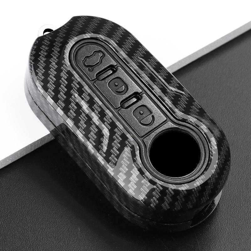 New Abs Carbon Fiber Car Key Cover Case Shell For Fiat 500 Ducato Panda 500L Punto Lancia Musa For Citroen Keychain Accessories