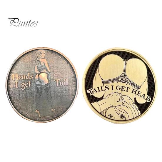 Adult Love Challenge Mynt Sexy Heads And Tails Mynt Dobbeltsidige voksen Mynt Hoder Jeg får hale og haler Jeg får Head Lucky Token Prank Gift for Men