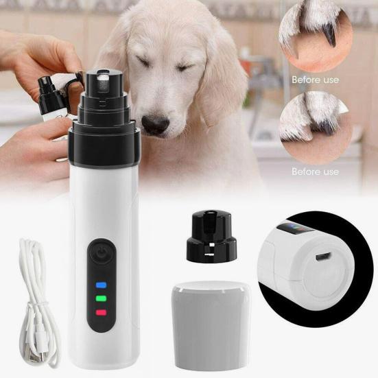 Cordless Pet Nail Grinder USB Rechargeable Electric Dog Nail Trimmer Ultra-Silent Paws Grooming Tool for Small Medium Large Dogs Cats
