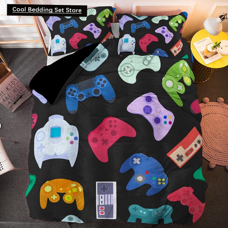 Boys Gamer Bedding Set Cartoon Game Luxury Duvet Cover King Queen Double Comforter Cover Gaming 2/3pcs Polyester Quilt Cover