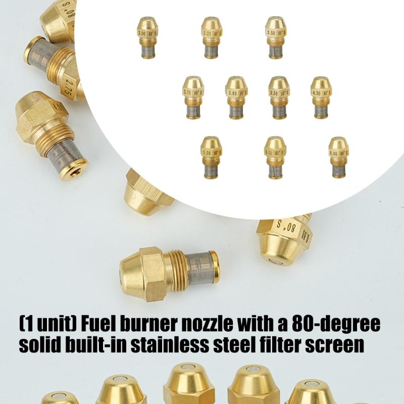 80 Degree Copper Fuels Burners Nozzle With Build In Stainless Steel Filter For Industrial Boilers And Heating Equipment