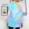 Women Plus Size Round Neck Long Sleeve Swirl Printed Colorful Loose Longline T Shirt With Pockets