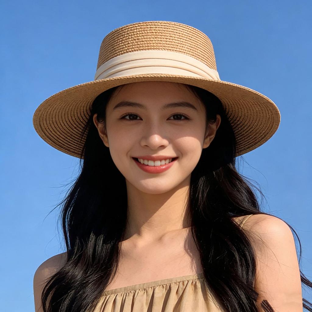 Lace straw hat women's summer bow large brim sunshade sun hat seaside vacation beach sun hat