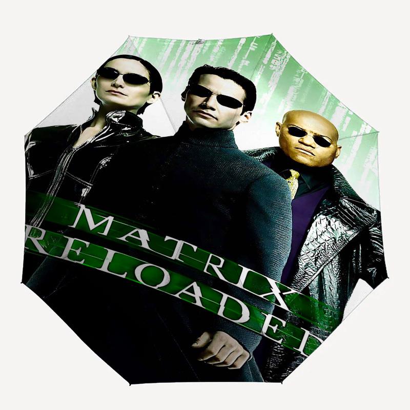 

1pc Matrix Reloaded Automatic Folding Umbrella - Compact 8-Rib Design, Durable Plastic & Iron1162L