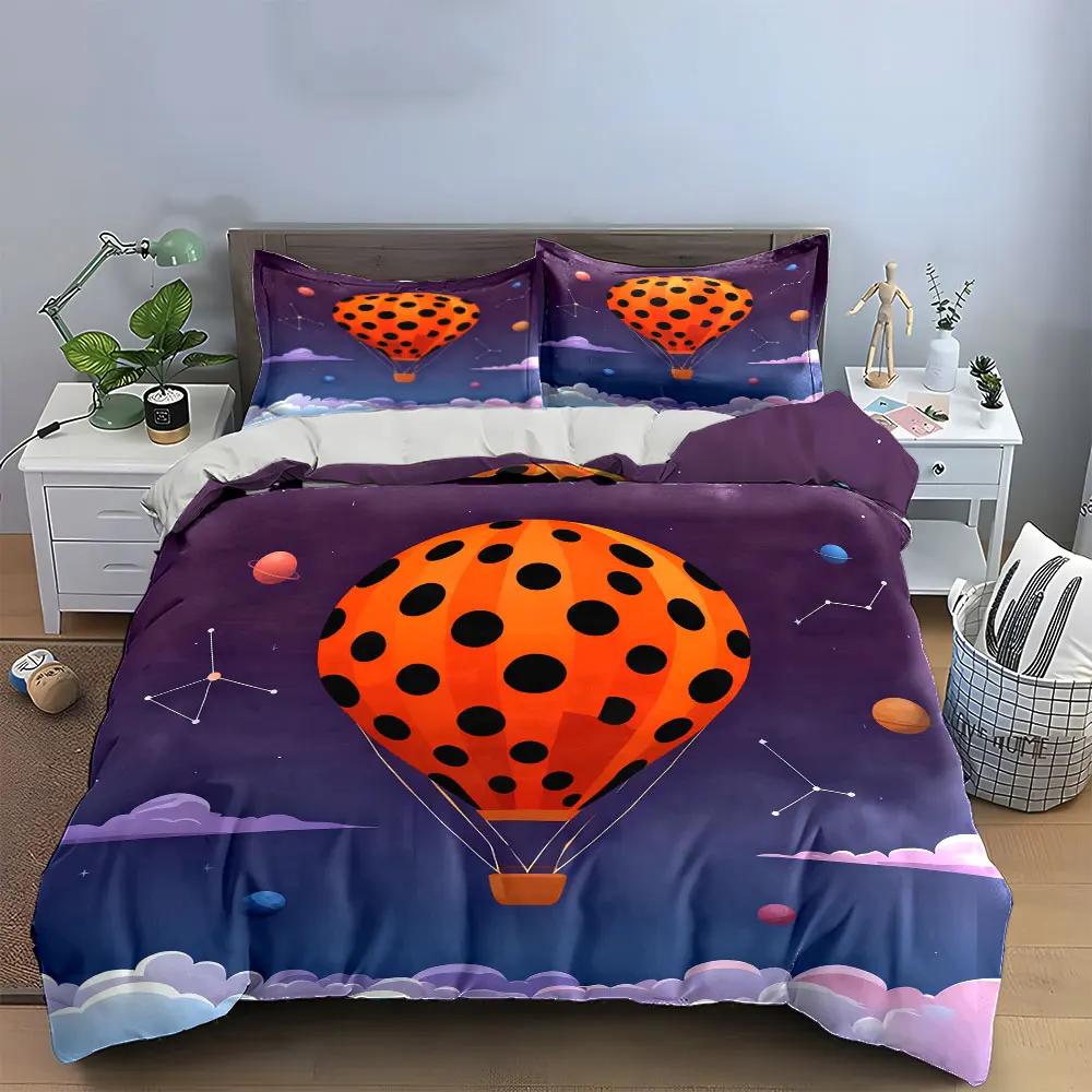 Air Balloon Galaxy Set Soft Comfortable Duvet Cover Bedding Set Included 1*Duvet Cover & 2*Pillowcases Gift