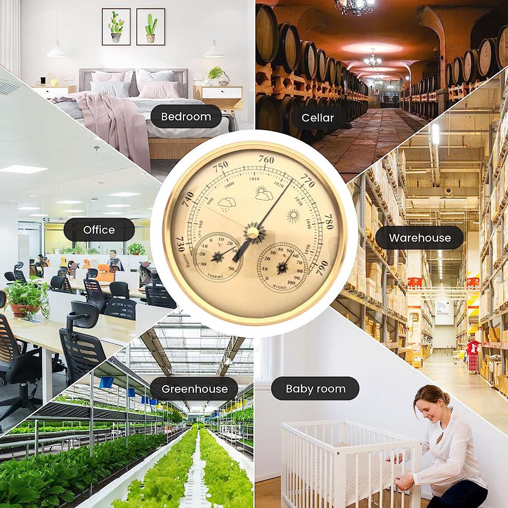 130MM 3-in-1 Multifunction Pointer Thermometer Hygrometer Barometer Weather Station Instruments Weather Forecasting Instruments