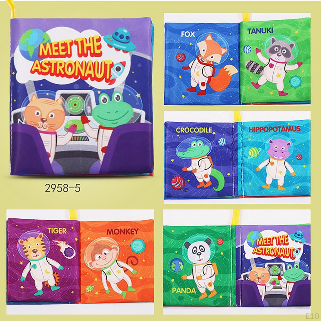 Cloth Books, Baby , Animals Crinkle Sensory Book Crib Toy for Early Development Learning Infants