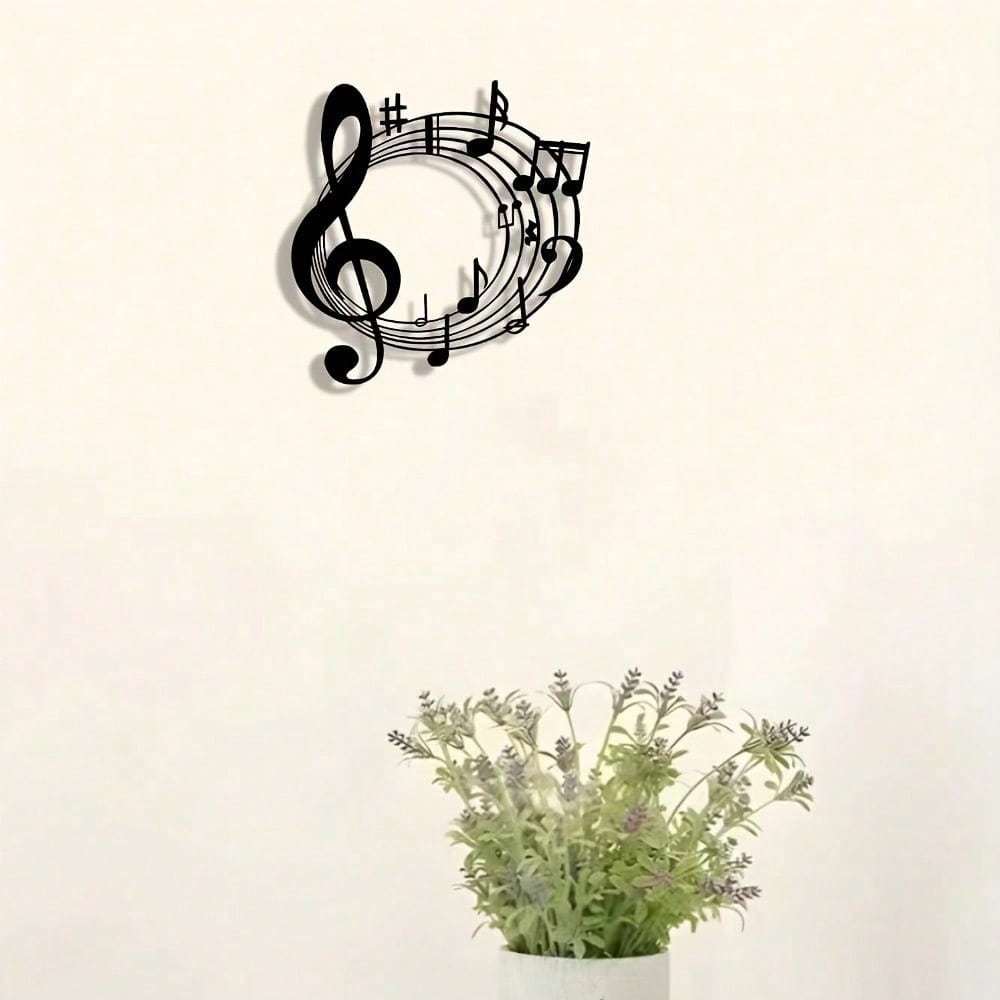 Elegant Wrought Iron Music Symbol Wall Art Black Abstract Metal Sign for Halloween Christmas Decor Farmhouse Gift