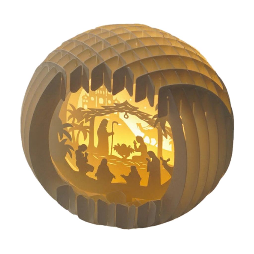 Light Up Nativity Scene Paper Christmas Jesus Decorations with LED Light Religious Christian Gifts Tabletop Ornament