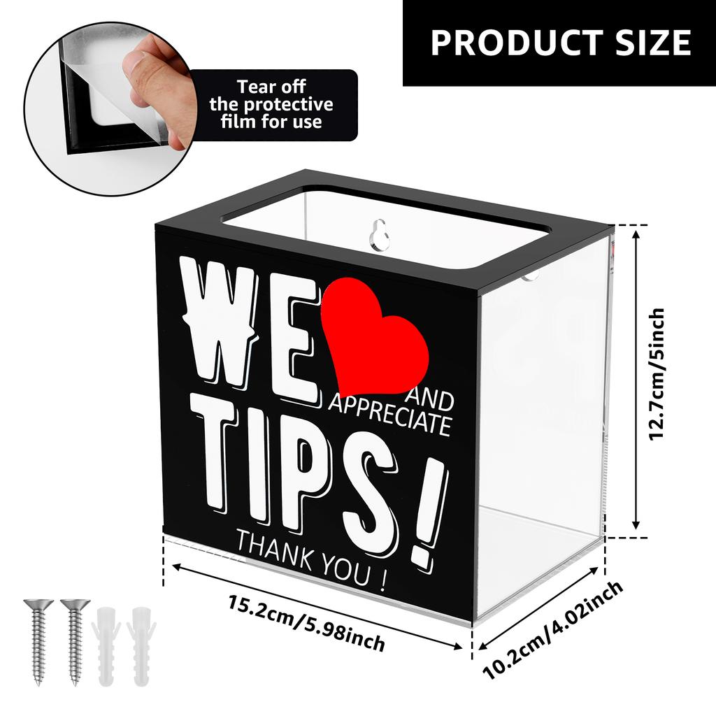 Acrylic Tips Box with Money Slot Tips jar with Lock Suggestion Donation Ballot Box for Salon Bar Coffee Shop Restaurant Counter