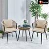 Braided Rope Rattan Chair & Olefin Yarn Table Set for Outdoor Terrace