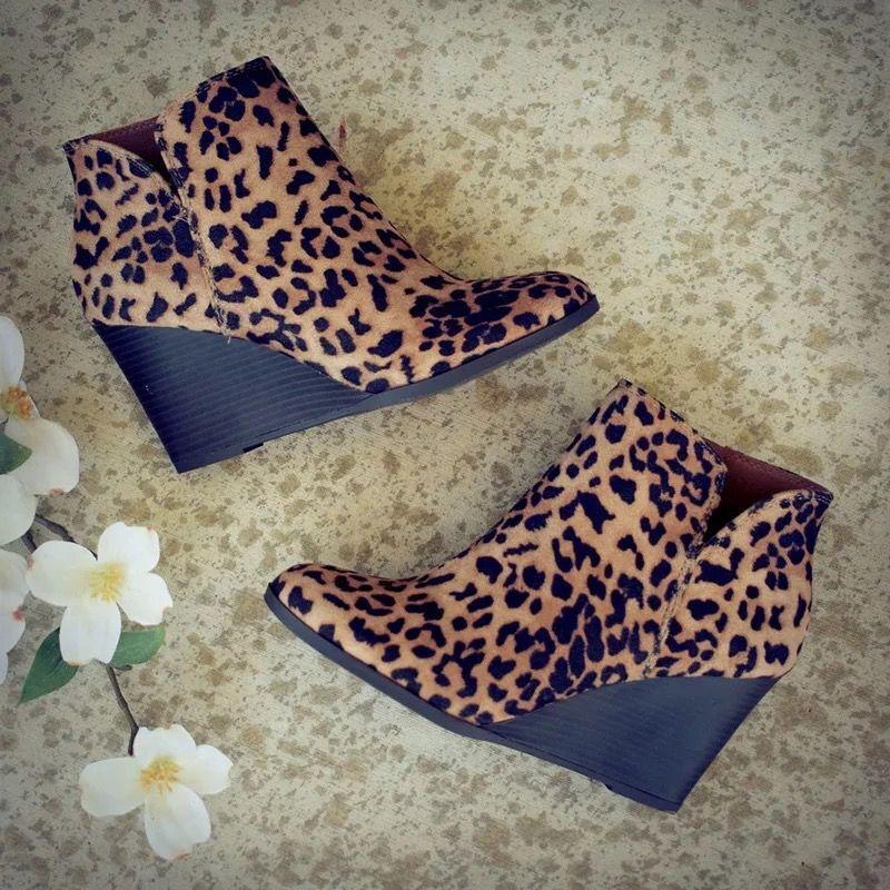 Leather autumn new women's short boots large size wedge heel high heel women's boots in stock
