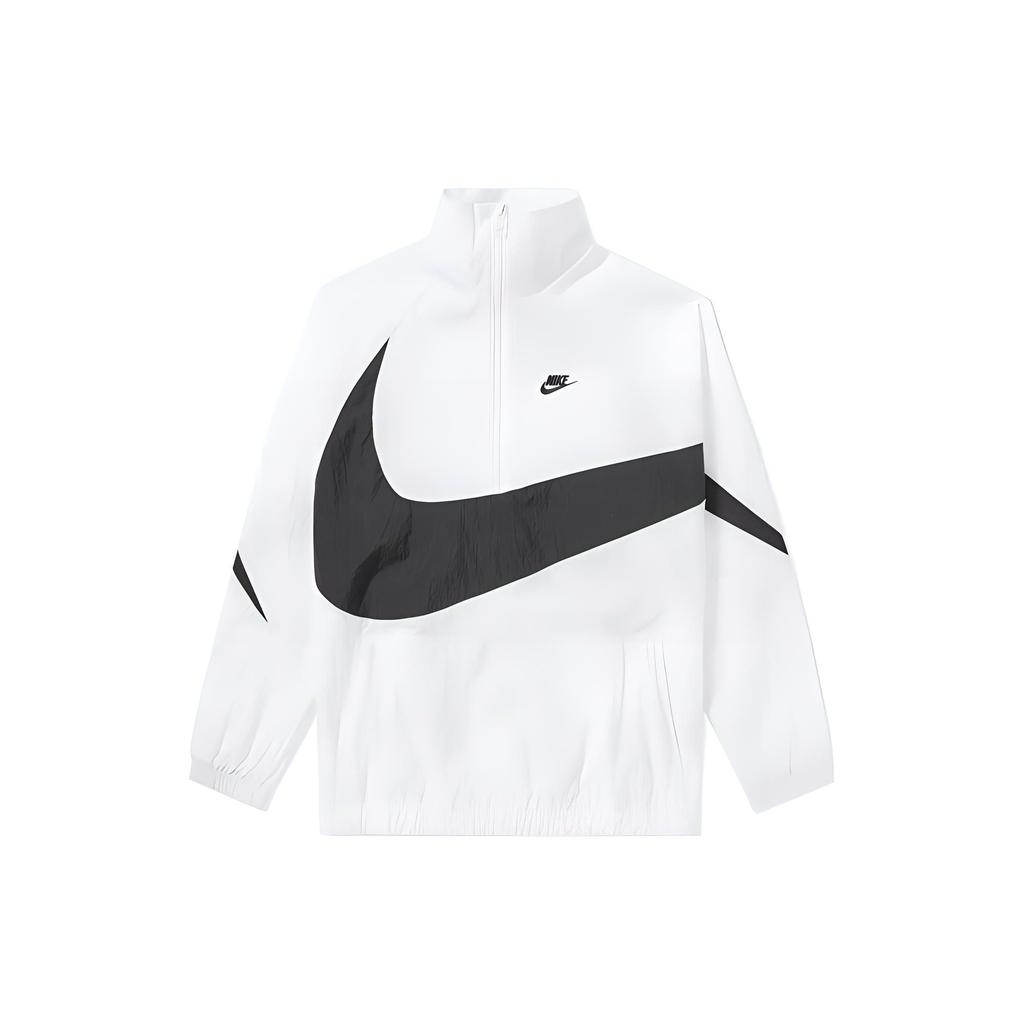 Nike Stand Collar Half-Zip Jacket with Embroidered Logo Men Jacket White AJ2696-100