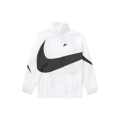 Nike Pánska bunda s golierom a polovičným zipsom s vyšívaným logom Biela AJ2696-100