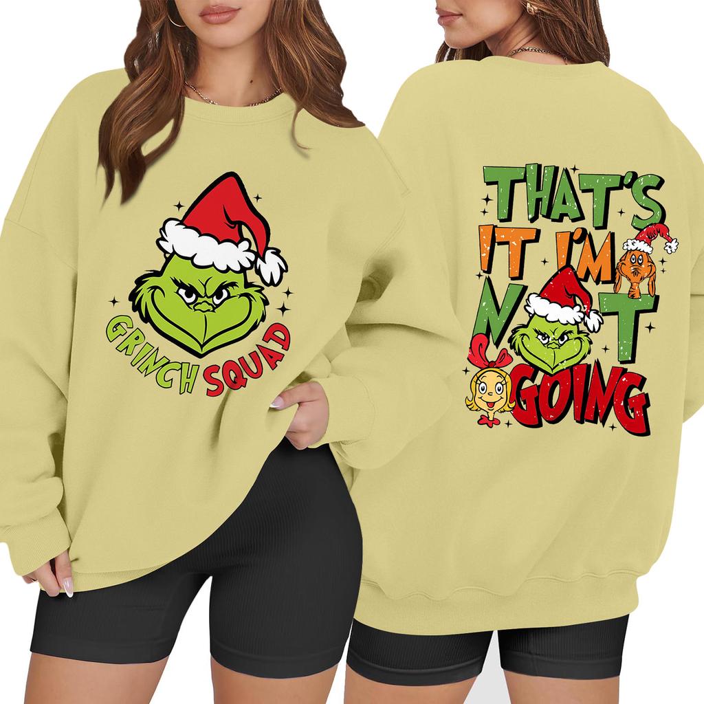 Women's Fashion Long Sleeve Print Round Neck Loose Pullover Sweater Top