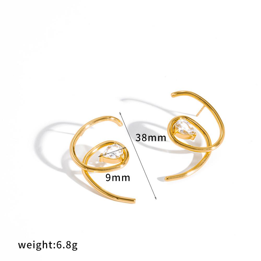 Minimalist Stainless Steel Geometric Earrings With Irregular Lines For Women Fashion Accessories
