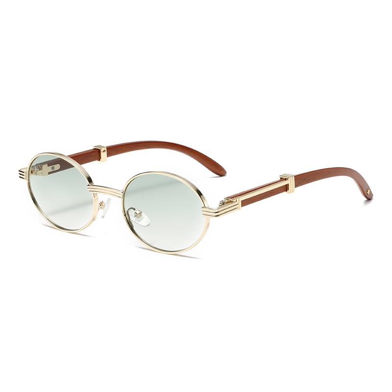 Vintage Oval Sunglasses Men Fashion Retro Metal Rim Gradient Casual Shades Women Trendy Luxury Brand Design Sun Glasses