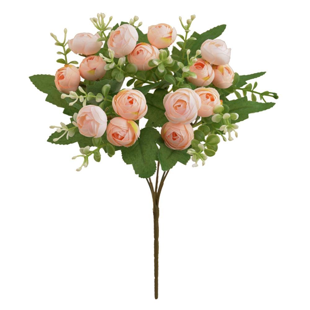 15 Heads Tea Rose Artificial Flower Multicolor Faux Flower Simulation Rose Flower  Home Decoration