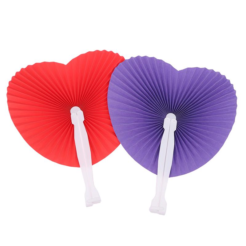 1Pc Wedding Heart-Shaped Paper Folding Fan For Birthday Party Souvenirs Anniversary Engagement Baby Baptisms Guest Gifts