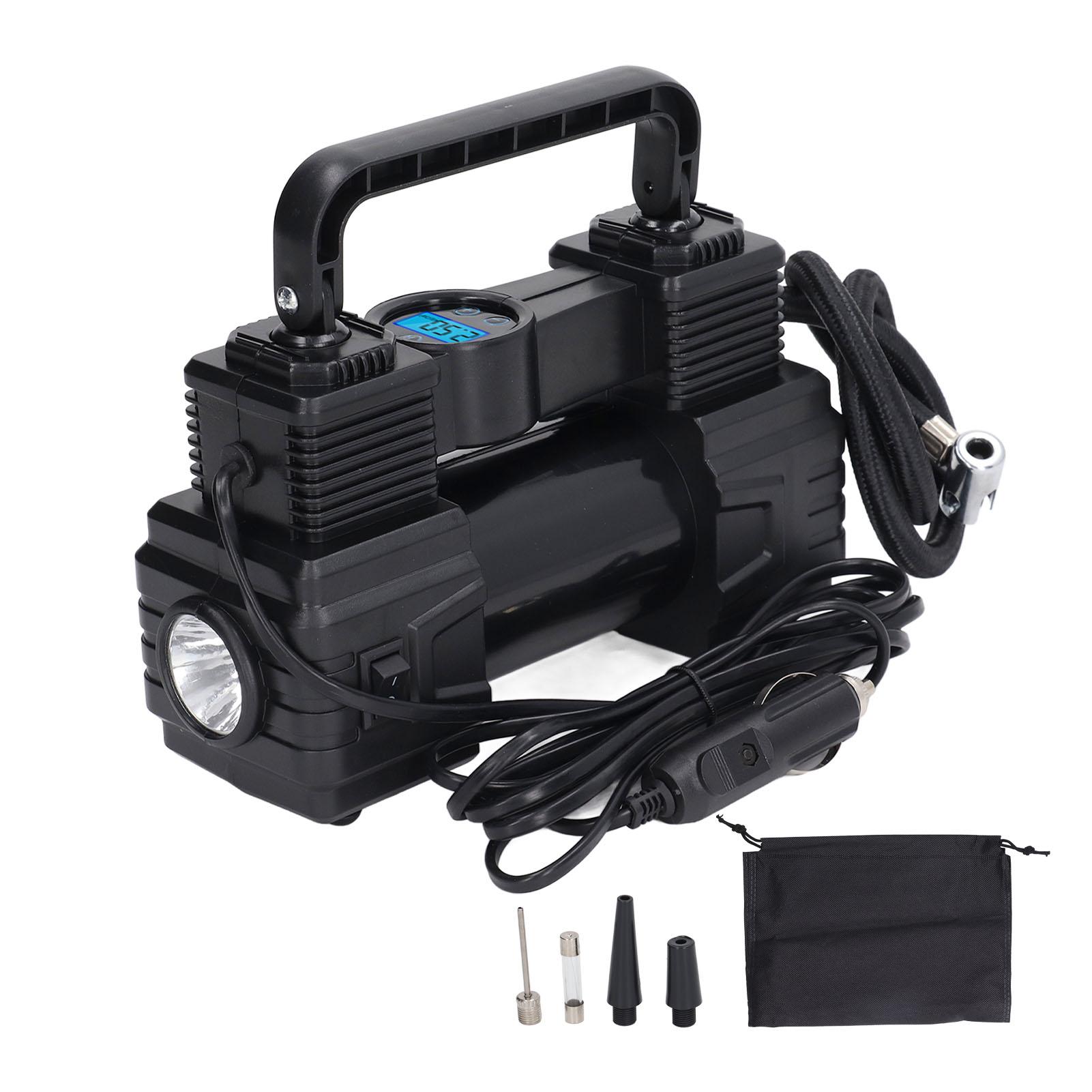 

Автомобильный воздушный компрессор Насос для шин Автомобильный насос для накачивания шин 120 фунтов на квадратный дюйм Воздушный компрессор Цифровой манометр Портативный воздушный насос со светодиодной подсветкой 12 В чёрный