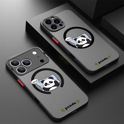 Magnétique Pour Magsafe Étui Panda Dessin Animé Pour iPhone 16 Pro Max Funda iPhone 15 Pro Max 11 12 13 14 16e 17 Air Housse Arrière Mate