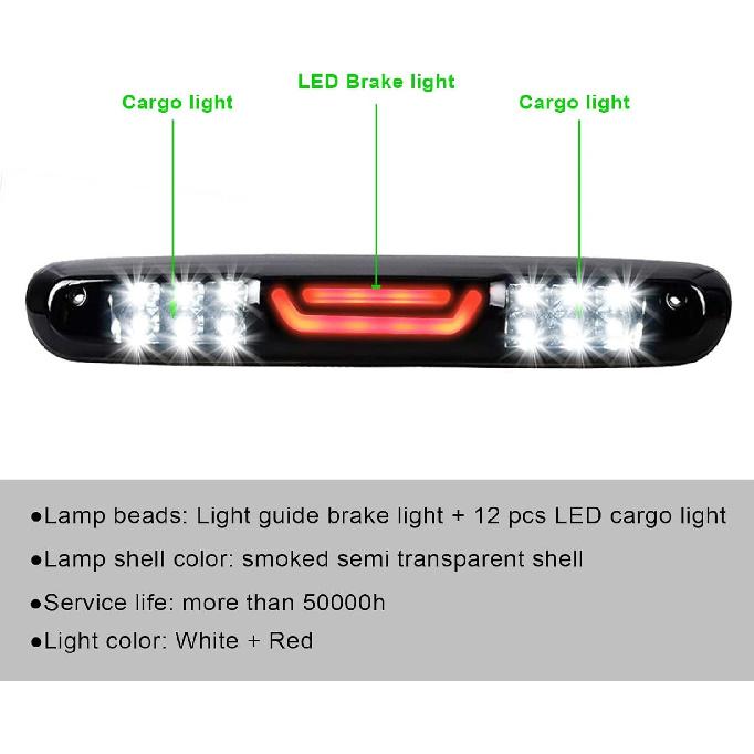 GXARTS 25890530 3Rd Third Brake Light Cargo Lamp High Mount Stop Light Compatible With Chevy Silverado GMC Sierra 1500 2500 3500 HD 2007 2008 2009