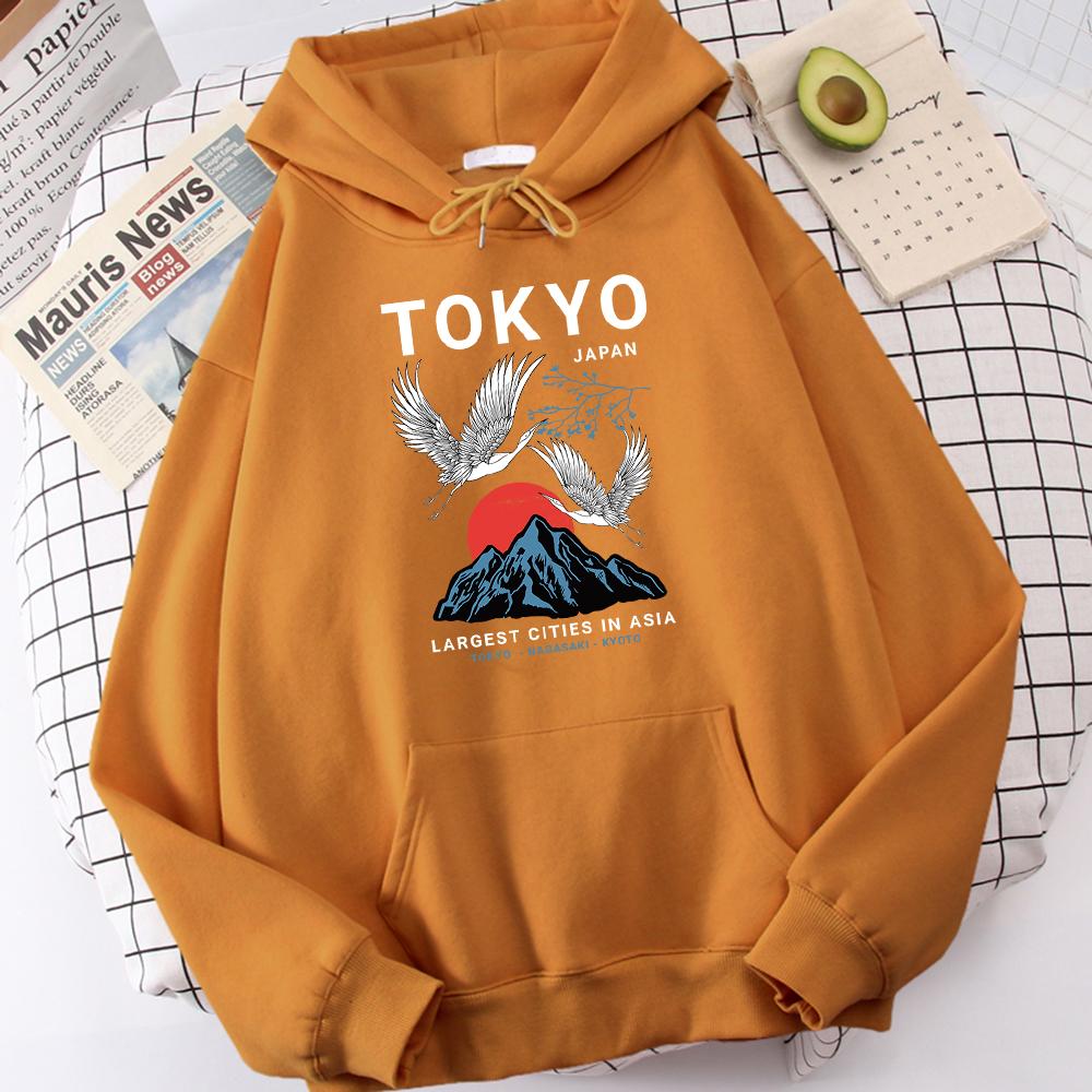 Tokyo Nagasaki Kyoto Kranberg Bedruckte Sweatshirts Herren Einfach Herbst Kapuzenpullover Street Warmes Hoodie Weiche Modekleidung
