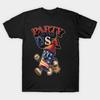 Men Black Print T-shirt Boom! Party In The Usa Firework Cartoon – Funny 4Th Of July Patriotic Rocket Vintage Independence Day Shirt No-Cut Transfer Pa