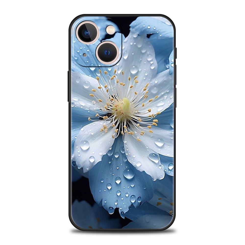 Beauty Flowers Leaves Luxury Phone Case For iPhone 13 15 14 12 Mini 11 Pro MAX XR X SE XS 7 8 Plus Silicone Protection Cover
