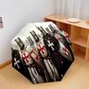 1PC Knightly Crusader Emblem Automatic Umbrella - Suitable Travel Outdoor Portable Umbrella Birthday Gift Daily Essentials