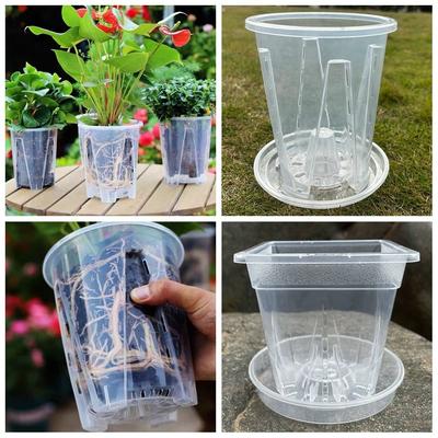 Round Square Phalaenopsis Orchid Potted Clear Root Control Hydroponic Flowerpot  Outdoor