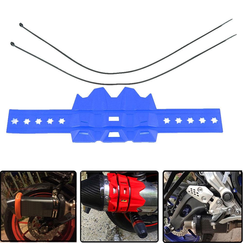 Universal Motorcycle Exhaust Pipe Protector Cover Guard Anti Hot Blue