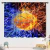 Basketball Curtains Teens Ball Sports Blue Red Flame Match Game Teen Boys Kids Bedroom Living Room Playroom Nursery Curtain For Sitting Polyester