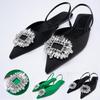 Large size spring and summer new rhinestone buckle pointed head bag head thin heel sandals foot cover high heel single shoes women