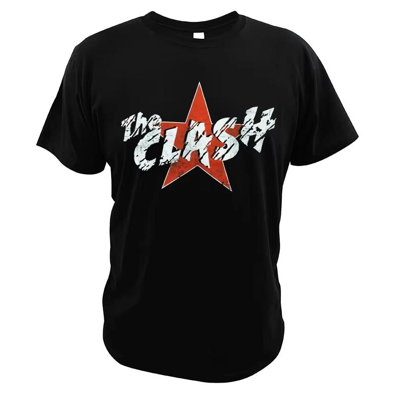 Футболка с флагом группы The Clash Панк-рок группа Мужская футболка Крутая Повседневная Летняя Дышащая 100% Хлопок Топ L