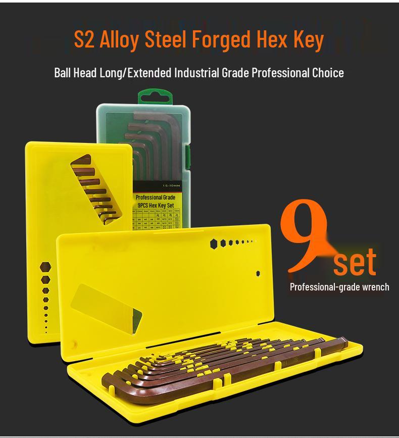 Industrial Color Hex Wrench Set: Chrome Vanadium Ball Head, Torx, Phillips, Star, Medium-Long, Foldable, Multi-Purpose.