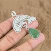 Natural Green Aventurine Gemstone 925 Sterling Silver Pendant Fish For Girls