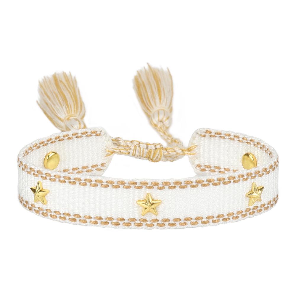 Five-Pointed Star Stud Tassel Woven Bracelet - Women s Fashion Accessory
