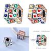 Copper Rotatabl Charm Bead Playable CZ Zircon Compass Windmill Love Heart Pendant Compatible With Authentic Bracelets Do It Yourself Jewellery
