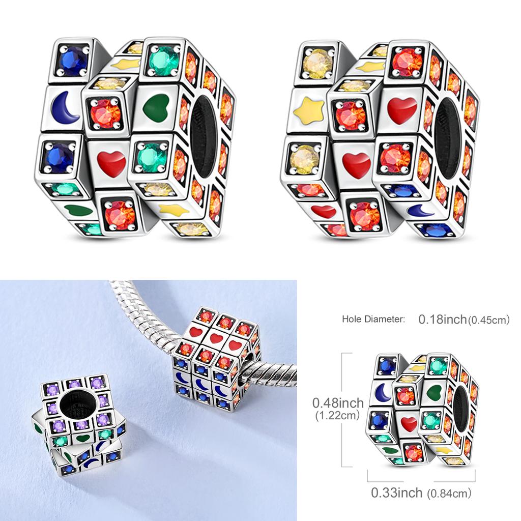 Copper Rotatabl Charm Bead Playable CZ Zircon Compass Windmill Love Heart Pendant Compatible With Authentic Bracelets Do It Yourself Jewellery