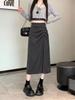 2025 Early Autumn Women’s High-Waist A-Line Midi Skirt with Slit