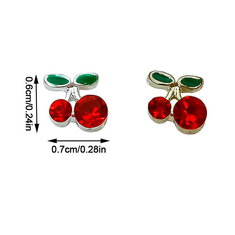 10Pcs Silver Gold Cherry Alloy Rhinestone Brilliant Nail Decoration Parts For Nail Art Designs Diy Nail Art Accessories